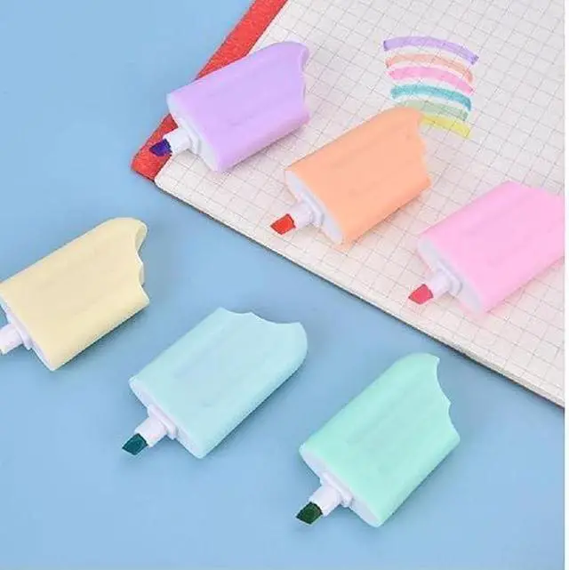 Alt view image 6 of 7 - 6 Pcs Mini Highlighter Ice Shaped Marker Pen for Office Supplies Writing Stationery Attractive and Fashion Liquid Highlighters Markers and Highlighters