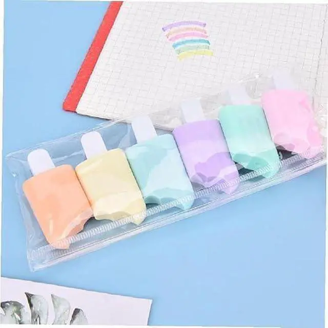Alt view image 7 of 7 - 6 Pcs Mini Highlighter Ice Shaped Marker Pen for Office Supplies Writing Stationery Attractive and Fashion Liquid Highlighters Markers and Highlighters