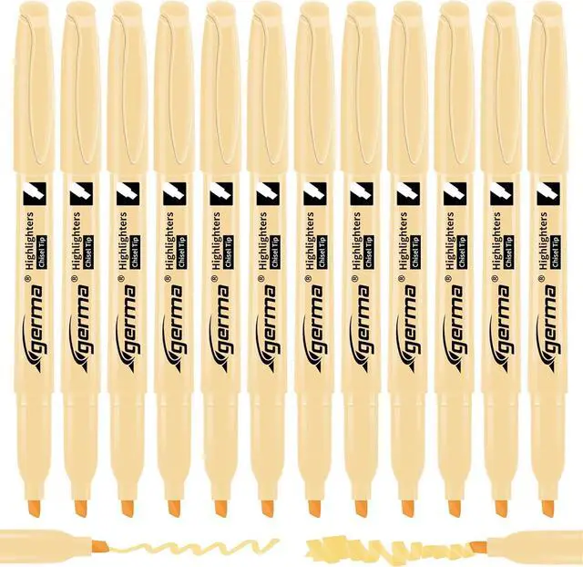 Main image of Cgerma Yellow Highlighters 12 Pack, Mild Pastel Color, Chisel Tip Soft Highlighters, Quick-Drying, Cute Aesthetic Markers for Journaling, Study, School Office Supplies