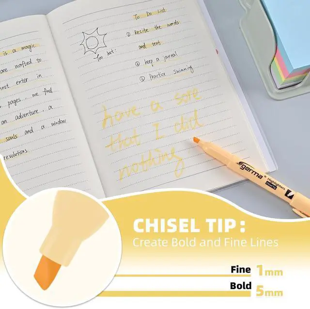 Alt view image 2 of 7 - Cgerma Yellow Highlighters 12 Pack, Mild Pastel Color, Chisel Tip Soft Highlighters, Quick-Drying, Cute Aesthetic Markers for Journaling, Study, School Office Supplies
