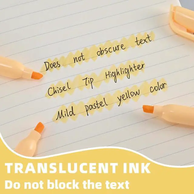 Alt view image 4 of 7 - Cgerma Yellow Highlighters 12 Pack, Mild Pastel Color, Chisel Tip Soft Highlighters, Quick-Drying, Cute Aesthetic Markers for Journaling, Study, School Office Supplies