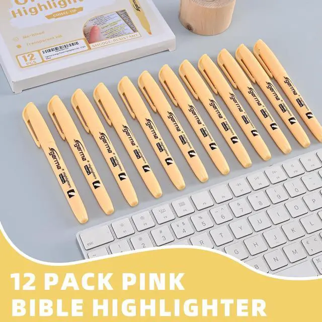 Alt view image 7 of 7 - Cgerma Yellow Highlighters 12 Pack, Mild Pastel Color, Chisel Tip Soft Highlighters, Quick-Drying, Cute Aesthetic Markers for Journaling, Study, School Office Supplies