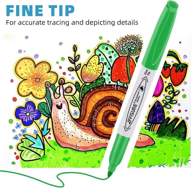 Alt view image 3 of 7 - Permanent Markers Assorted Colors Set, 12 Colored Markers 12 Pack, Fine PointWorks on Wood, Plastic, Metal, and More, for Adults, Artist, Teacher, Kids