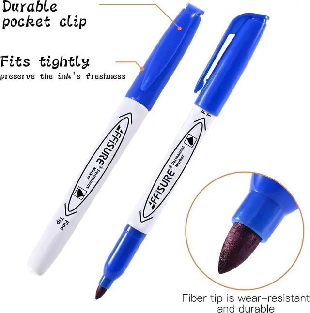 Alt view image 5 of 7 - Permanent Markers Assorted Colors Set, 12 Colored Markers 12 Pack, Fine PointWorks on Wood, Plastic, Metal, and More, for Adults, Artist, Teacher, Kids