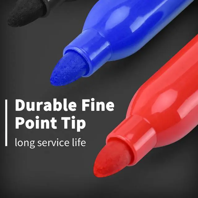 Alt view image 5 of 7 - Fine Point Assorted Colors Permanent Markers Set, Works on Paper, Plastic, Metal, etc., for Adults, Artist, Teacher, Kids, Black, Blue, Red, 15 Count