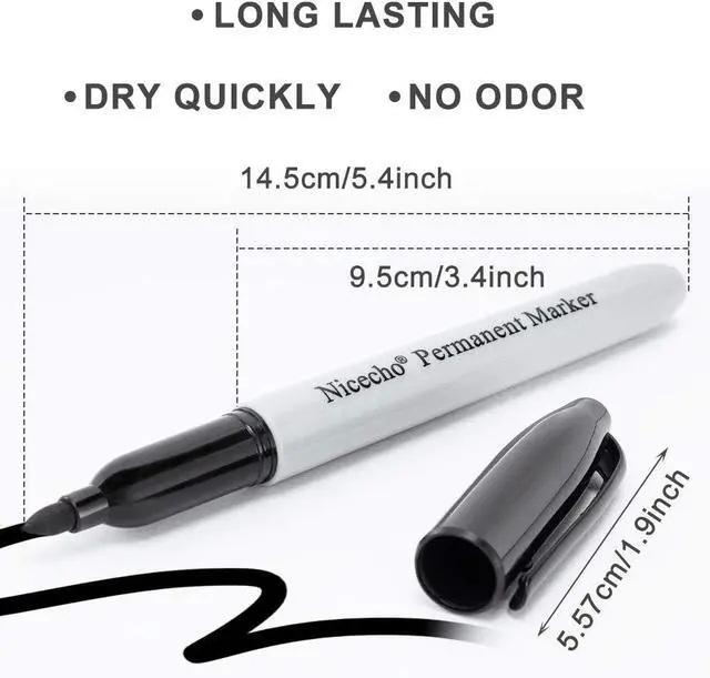 Alt view image 7 of 7 - Nicecho Permanent Markers, Black Permanent Marker Pens, 30 Count Fine Point Basic Marker Set