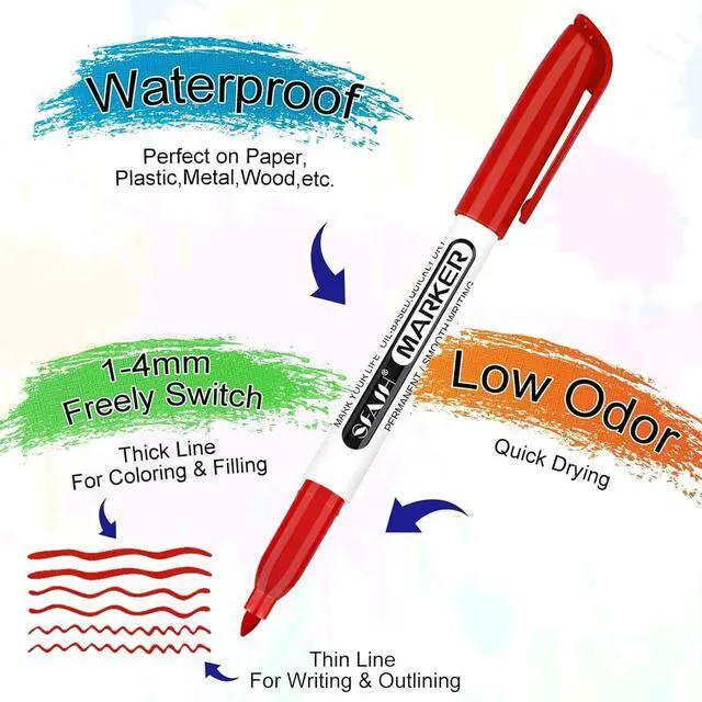 Alt view image 4 of 7 - SFAIH 24 Colors Permanent Markers Fine Point, Art Coloring & Crafts & Mark
