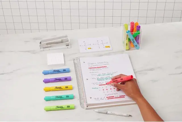Alt view image 2 of 7 - Sharpie Tank Highlighters, Assorted Colors, Chisel Tip, Back to School Essentials, Teacher & Office Supplies, Smear-Resistant, 12-Pack