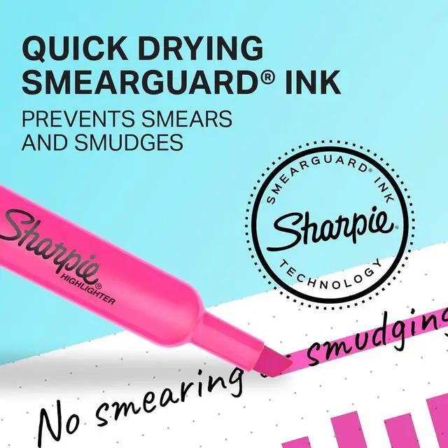 Alt view image 3 of 7 - Sharpie Tank Highlighters, Assorted Colors, Chisel Tip, Back to School Essentials, Teacher & Office Supplies, Smear-Resistant, 12-Pack