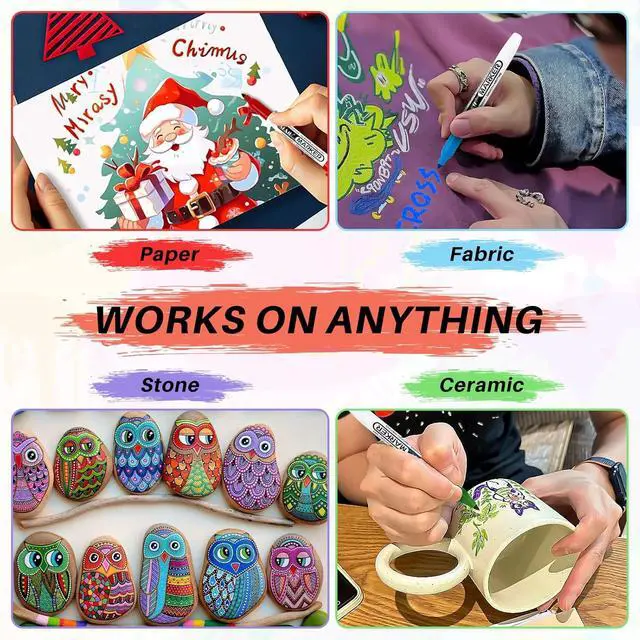 Alt view image 7 of 7 - SFAIH 24 Colors Permanent Markers Fine Point, Art Coloring & Crafts & Mark