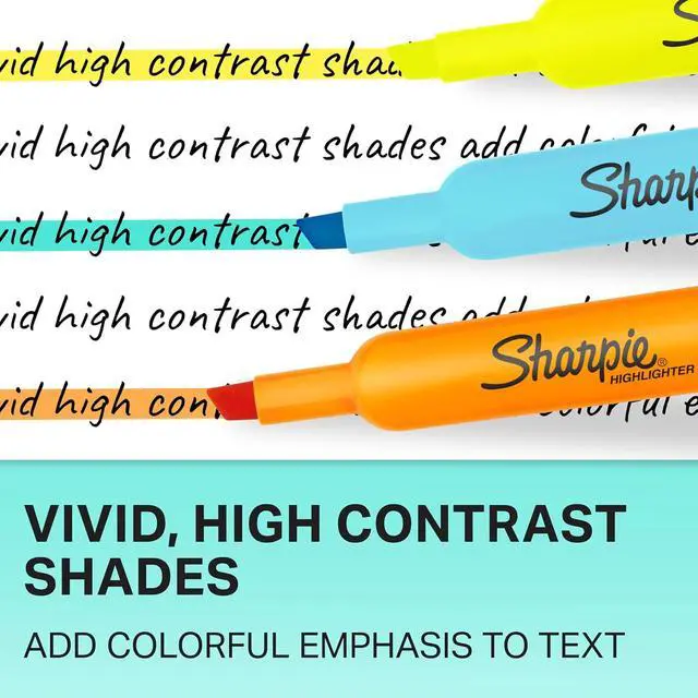 Alt view image 5 of 7 - Sharpie Tank Highlighters, Assorted Colors, Chisel Tip, Back to School Essentials, Teacher & Office Supplies, Smear-Resistant, 12-Pack