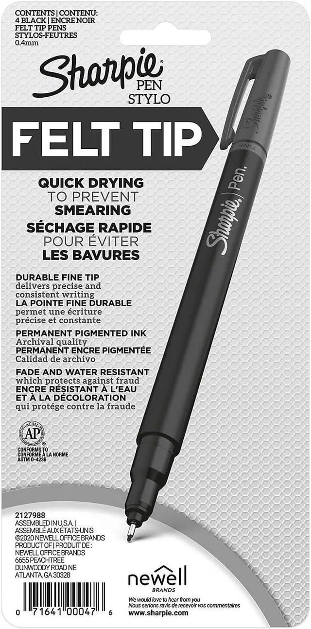 Alt view image 7 of 7 - Sharpie Felt Tip Medium Point Black Pens, Drawing & Writing Pens Ideal for School Supplies, Office s and Teacher s, Quick-Drying, No Bleed, 2 Pack