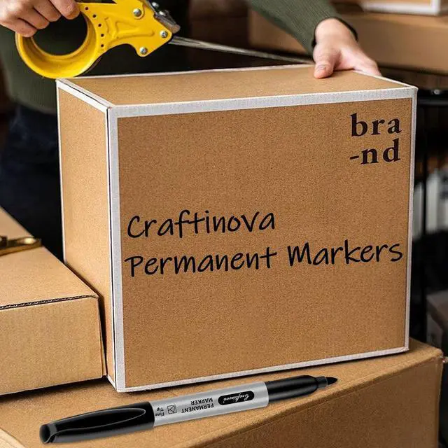 Alt view image 6 of 7 - Black Permanent Markers Bulk Fine Point, Fine Tip Markers Set, Waterproof, Quick Drying and Fade Resistant, Works on Wood, Plastic, Paper, Metal for Classroom, Office, Home, 30 Count