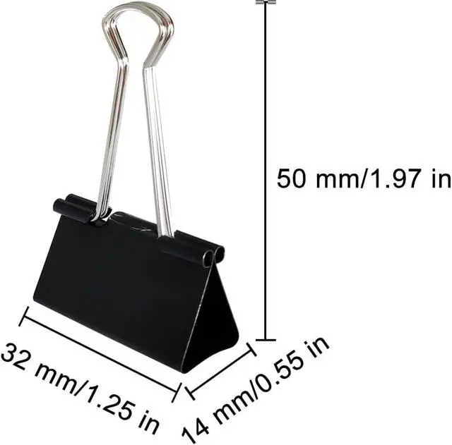 Alt view image 2 of 6 - Ykimok 80Pcs Medium Binder Clips, 1.25 inch(32mm), Paper Clamps Medium Size for Office Supplies, Black