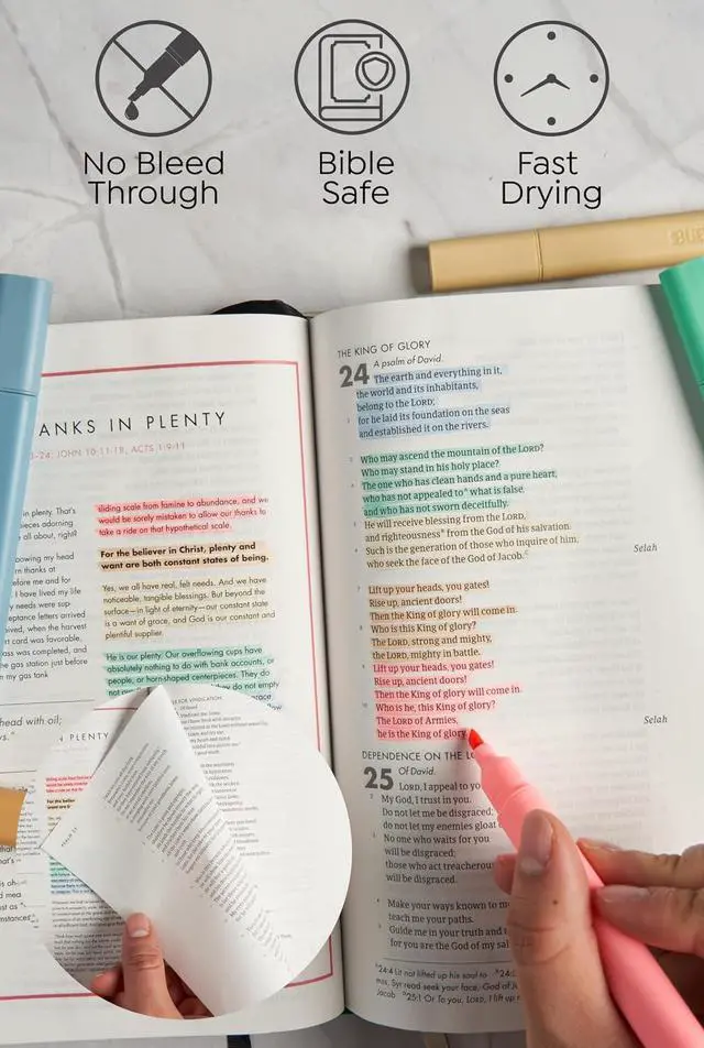 Alt view image 3 of 7 - BLIEVE Bible Highlighters No Bleed Through, Chisel Tip, 5 Pack