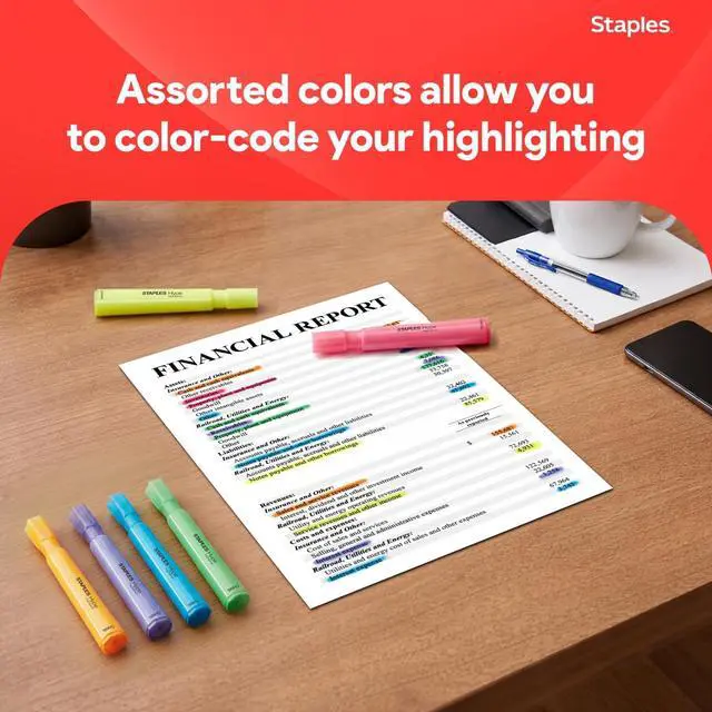 Alt view image 4 of 6 - Staples Hype Highlighters, Chisel Tip, Fluorescent Yellow, 12-Pack