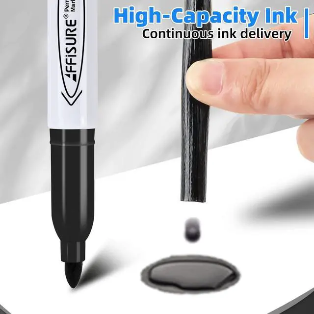 Alt view image 4 of 7 - Permanent Markers, Black, Blue, Red, 15 Pack, Fine PointAssorted Colors Set, Works on Wood, Plastic, Metal, and More, for Adults, Artist, Teacher, Kids