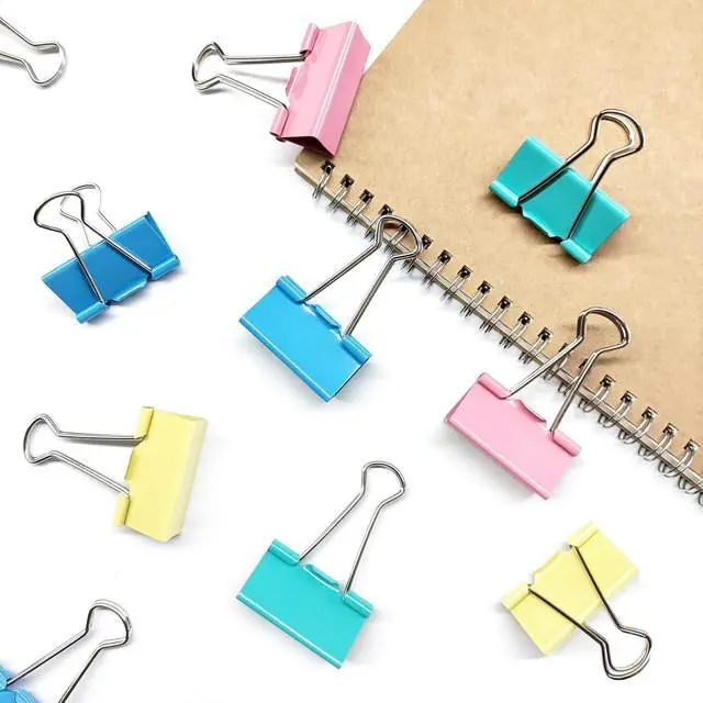 Alt view image 6 of 6 - Ykimok Large Binder Clips, 1.6 inch, 24 Pack, Colored Binder Clips, Paper Clamps Large Size for Office Supplies, 4 Vibrant Colors