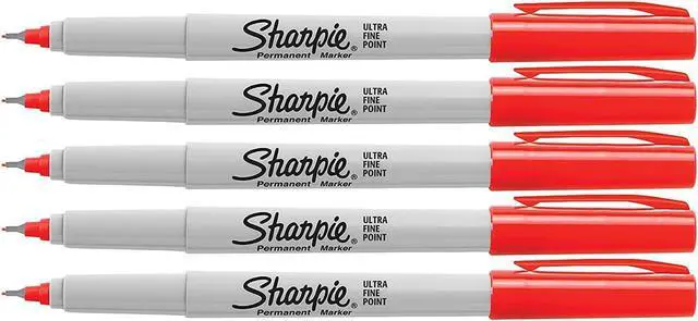 Main image of Sharpie Red, Ultra Fine Point Tip, Permanent Markers, 5-Count