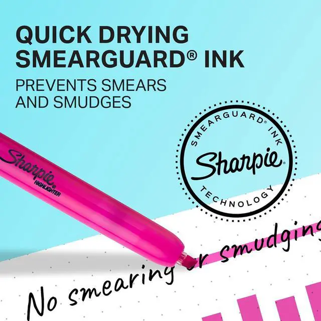 Alt view image 4 of 6 - Sharpie Retractable Highlighters, Chisel Tip, Assorted Colors, Smear-Resistant, 8 Count - Teacher Essentials, Back to School Supplies