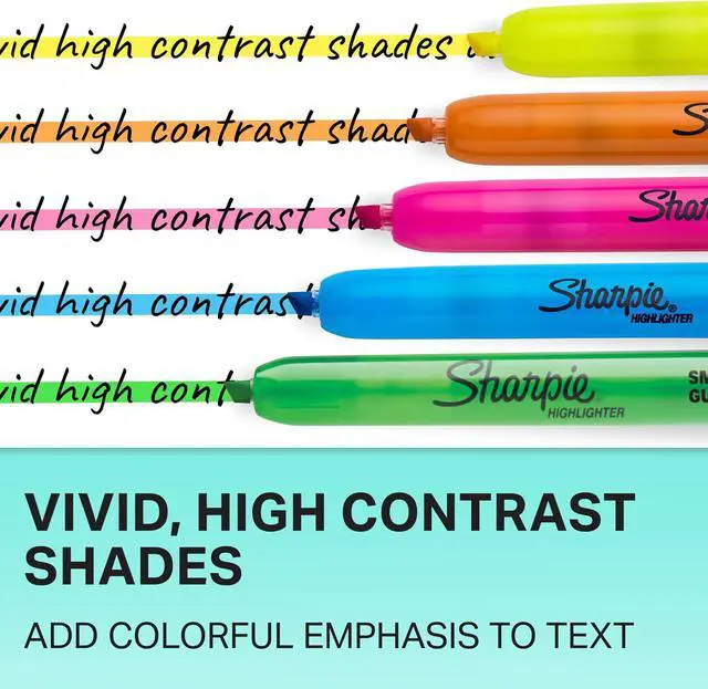 Alt view image 6 of 6 - Sharpie Retractable Highlighters, Chisel Tip, Assorted Colors, Smear-Resistant, 8 Count - Teacher Essentials, Back to School Supplies