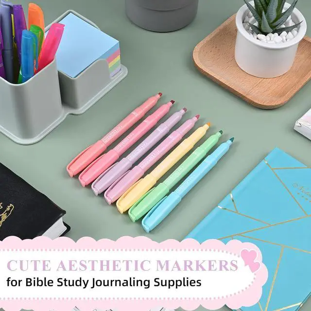 Alt view image 7 of 7 - 7-ackz Bible Highlighters Assorted Colors with Verses, Chisel Tip Colored Highlighter Markers Bulk Fluorescent, Dry Quick Bright Colors, Perfect for Bible Study Journaling, 15 pack