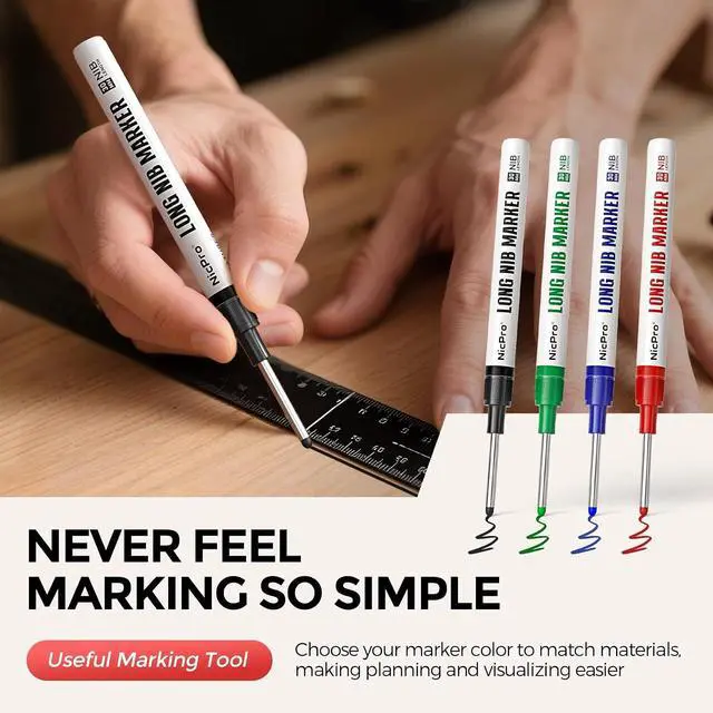 Alt view image 3 of 7 - Nicpro 4 PCS Long Nib Marker Pens, 30mm Deep Hole Marker, (Colorful)