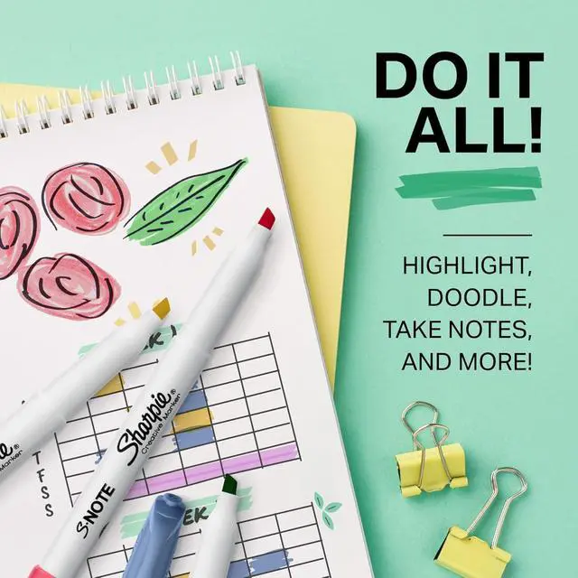 Alt view image 2 of 7 - Sharpie S-Note Creative Highlighters, Assorted Pastel Colors, No Bleed, Chisel Tip, 12 Count - Back to School Supplies