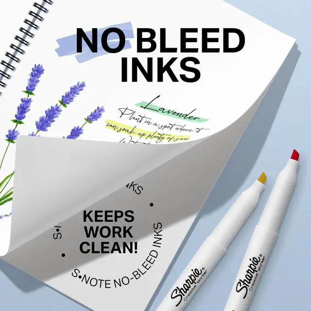 Alt view image 4 of 7 - Sharpie S-Note Creative Highlighters, Assorted Pastel Colors, No Bleed, Chisel Tip, 12 Count - Back to School Supplies