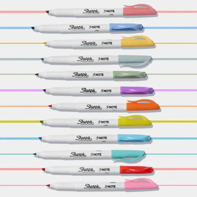 Alt view image 7 of 7 - Sharpie S-Note Creative Highlighters, Assorted Pastel Colors, No Bleed, Chisel Tip, 12 Count - Back to School Supplies