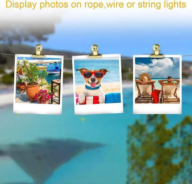 Alt view image 4 of 6 - Coideal Small Gold Bull Hinge Clips, 30 Pcs Tiny Metal Binder Paper Clips for Tags Bags, Pictures Photos, Wire Grid Wall Decor, Office and Home Kitchen (Light Gold, 22mm)