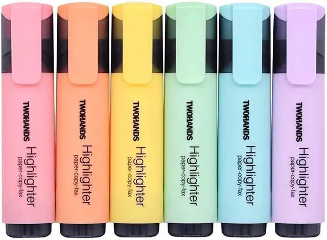 Main image of TWOHANDS Highlighter,Chisel Tip Marker Pen,6 Assorted Pastel Colors,H2007