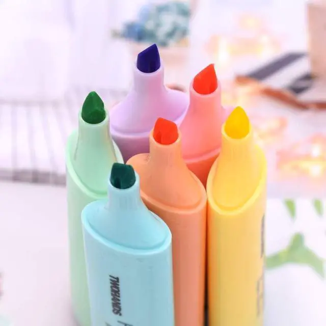 Alt view image 2 of 5 - TWOHANDS Highlighter,Chisel Tip Marker Pen,6 Assorted Pastel Colors,H2007