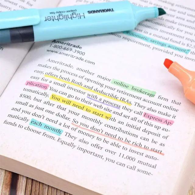 Alt view image 4 of 5 - TWOHANDS Highlighter,Chisel Tip Marker Pen,6 Assorted Pastel Colors,H2007