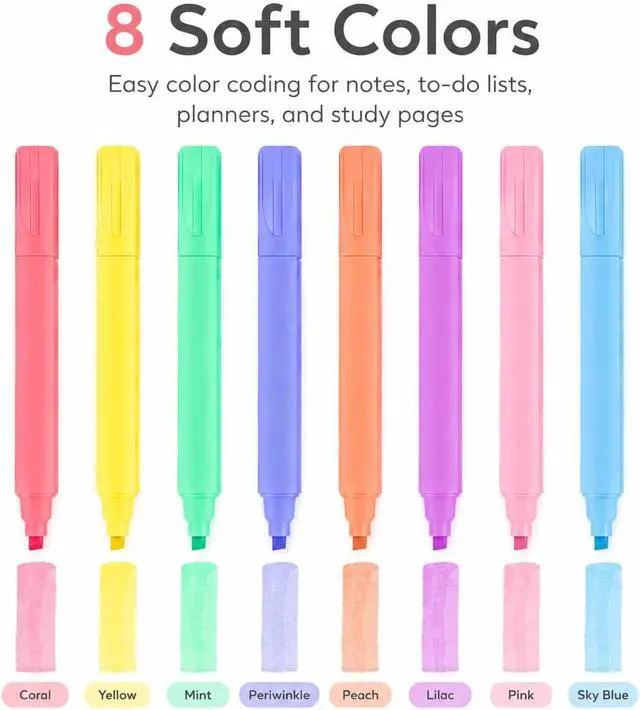 Alt view image 5 of 7 - Pastel Bible Highlighters, 8 Pack Cute Chisel Tip Highlighter Set, Assorted Candy Colors for Bible Study, Journaling, Notes, School and Office