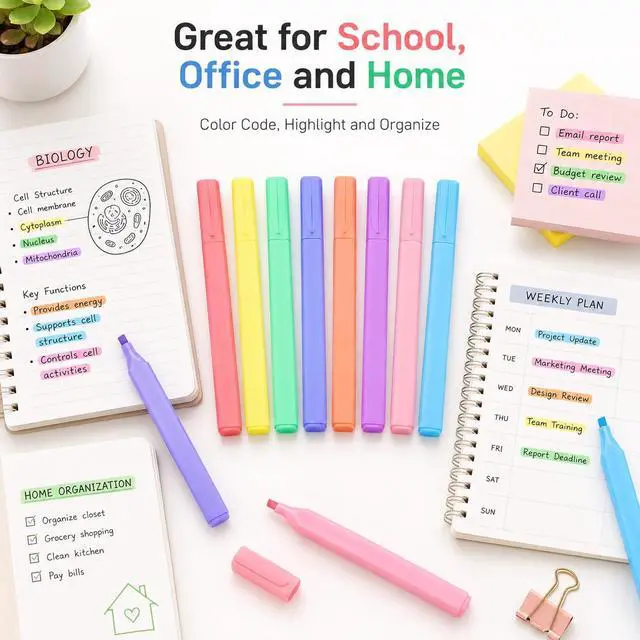 Alt view image 7 of 7 - Pastel Bible Highlighters, 8 Pack Cute Chisel Tip Highlighter Set, Assorted Candy Colors for Bible Study, Journaling, Notes, School and Office
