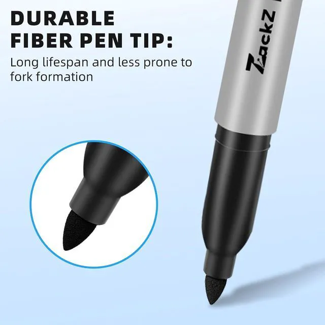 Alt view image 4 of 7 - 7-ack Fine Point Permanent Markers Bulk Black, 18 Count, Fine Tip, Waterproof & Fade-Resistant Ink, No Smudge, Quick Drying, Writing on Paper, Plastic, Metal, Glass for Home, Office, School