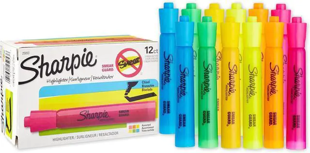 Main image of Sharpie Tank Style Highlighters, Chisel Tip, Assorted Colors, 12 Count