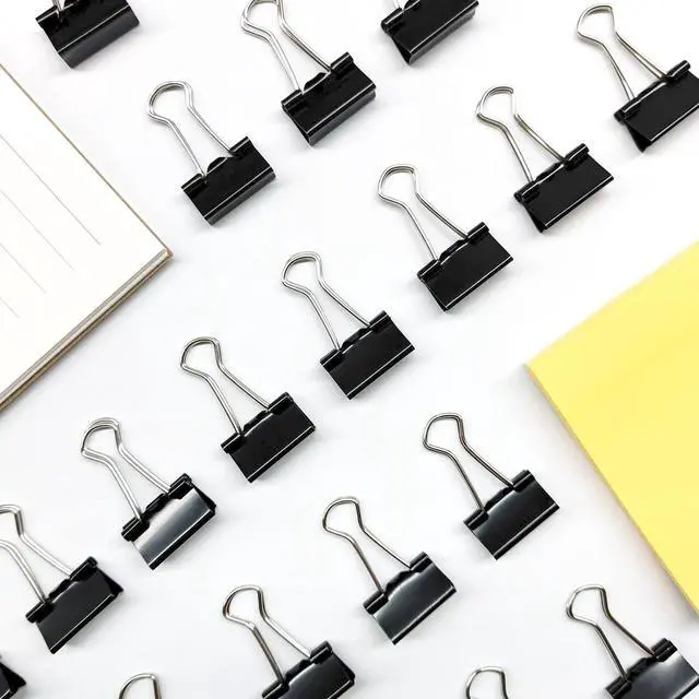 Alt view image 3 of 7 - Ykimok 40Pcs Mini Binder Clips, 5/8 inch(15mm), Paper Clamps Micro Size for Office Supplies, Black