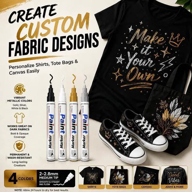 Alt view image 5 of 7 - Paint Markers 4 Colors Oil Based Paint Pens Gold, Silver, Black & White Permanent Paint Marker Set for Metal, Wood, Glass, Rock, Fabric Waterproof Quick Dry, Easter Egg Decorating & DIY Crafts