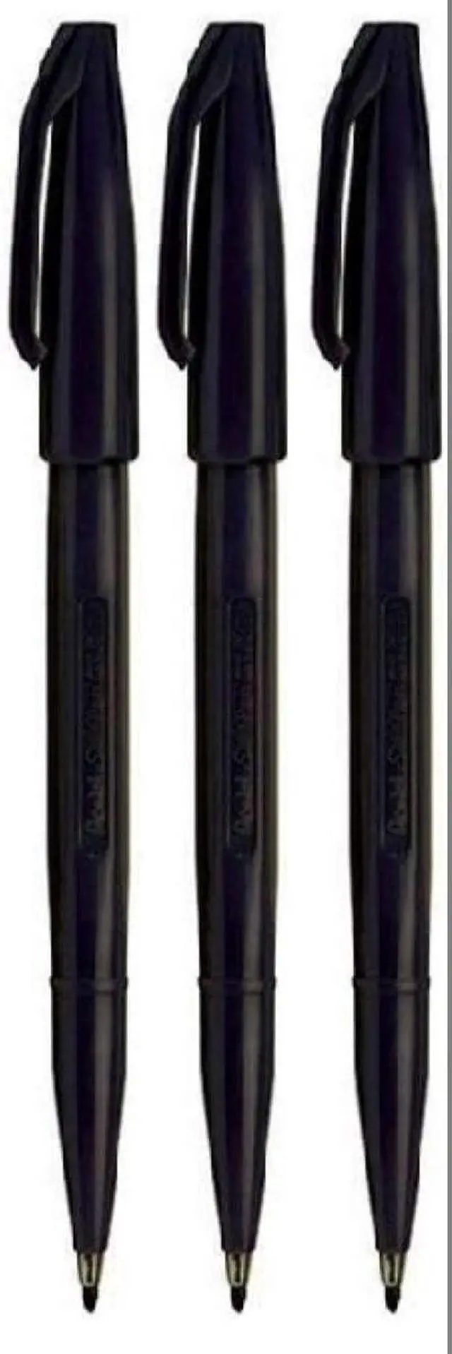 Main image of Pentel Black Original Sign Pen S520 Fibre Tip Marker Pens Colour Fineliner 2mm Nib 1mm Line Width (Pack of 3)
