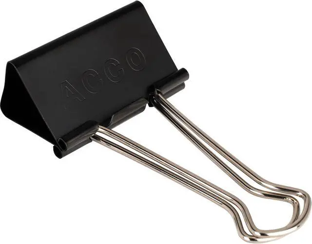 Alt view image 3 of 6 - ACCO® Binder Clips, Large, Black, 12/Box - Large - 1.06" Size Capacity - Reusable - 12 / Box - Black - Tempered Steel, Plastic
