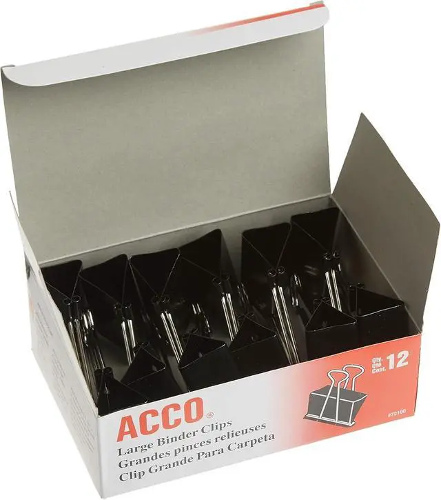 Alt view image 5 of 6 - ACCO® Binder Clips, Large, Black, 12/Box - Large - 1.06" Size Capacity - Reusable - 12 / Box - Black - Tempered Steel, Plastic