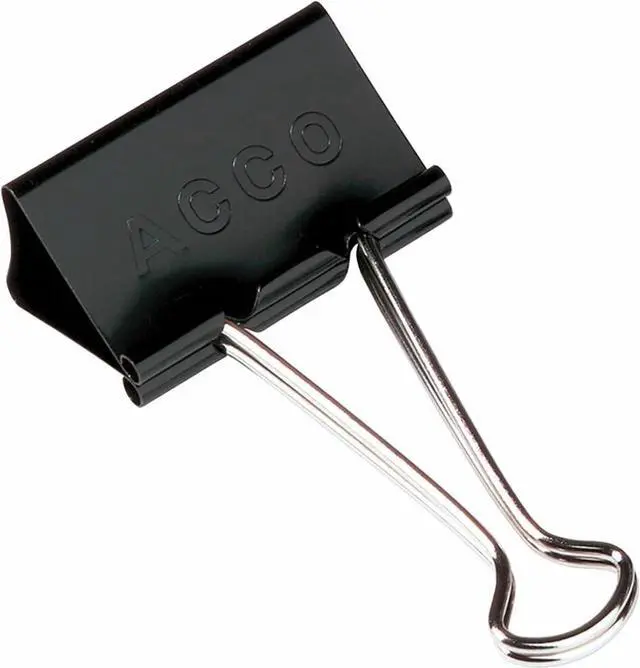Alt view image 4 of 6 - ACCO® Binder Clips, Large, Black, 12/Box - Large - 1.06" Size Capacity - Reusable - 12 / Box - Black - Tempered Steel, Plastic