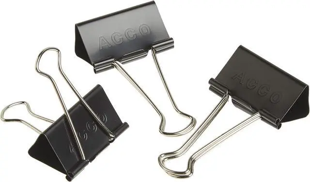 Alt view image 6 of 6 - ACCO® Binder Clips, Large, Black, 12/Box - Large - 1.06" Size Capacity - Reusable - 12 / Box - Black - Tempered Steel, Plastic