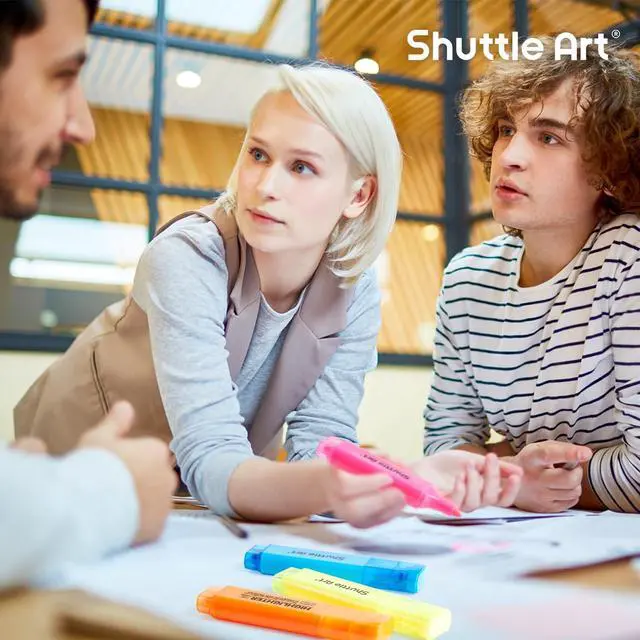 Alt view image 6 of 7 - Shuttle Art 8 Assorted Colors Highlighters, Chisel Tip Dry-Quickly Non-Toxic Highlighter Markers for Adults Teachers Students Highlighting on Home School Office