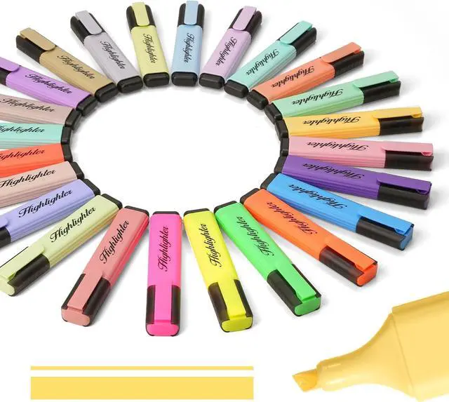 Main image of Mini Highlighters, 24 Assorted Quick-Dry Chisel Tip Marker Pens