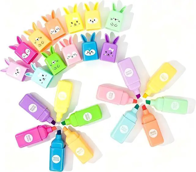 Main image of Rabbit Pastel Highlighters, 12 Soft Colors, Chisel Tip Markers