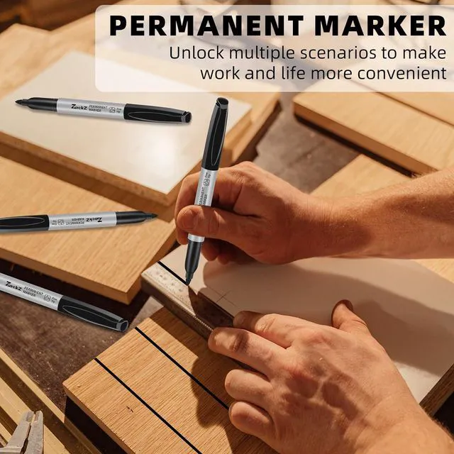 Alt view image 7 of 7 - 7-ack Fine Point Permanent Markers Bulk Black, 18 Count, Fine Tip, Waterproof & Fade-Resistant Ink, No Smudge, Quick Drying, Writing on Paper, Plastic, Metal, Glass for Home, Office, School