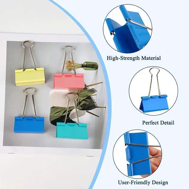 Alt view image 3 of 7 - Extra Large 2-Inch Colored Binder Clips, 12-Pack (Pink, Blue, Green, Yellow)